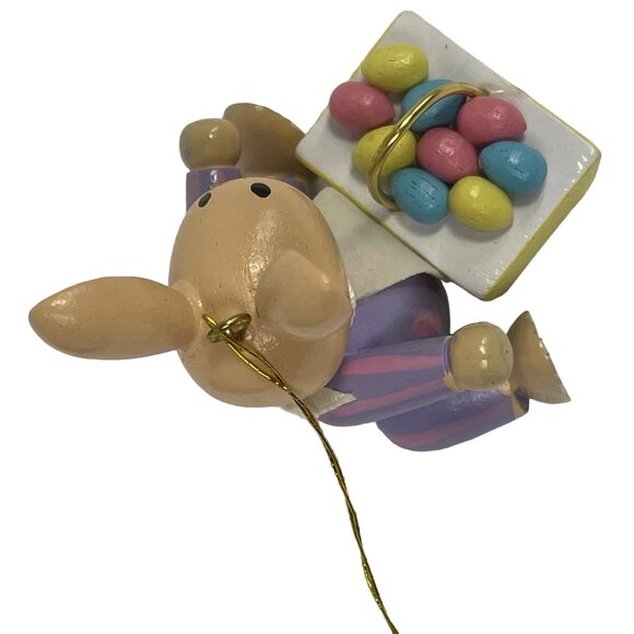 Wooden Bunny Ornament With Basket Of Easter Eggs - Picture 5 of 8